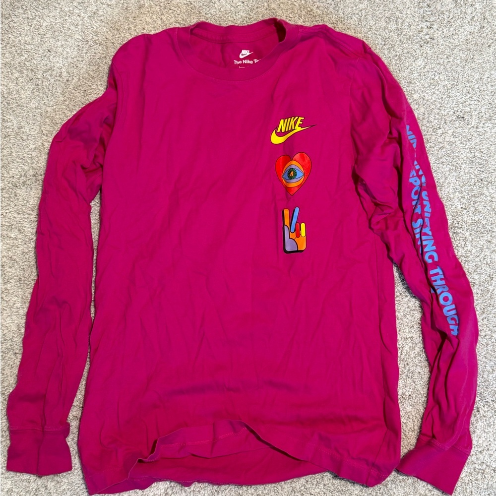Nike Fuchsia Long Sleeve with Graphic Design